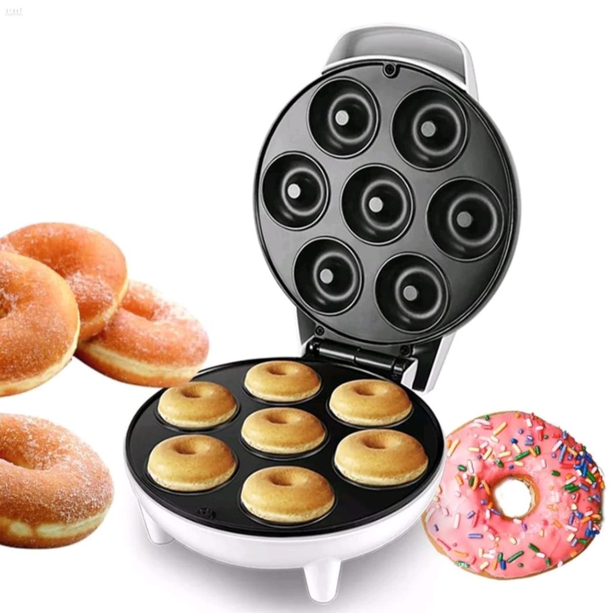 GENERICO - Máquina de mini donut Eléctrica Para Hacer 7 Mini Donas blanca