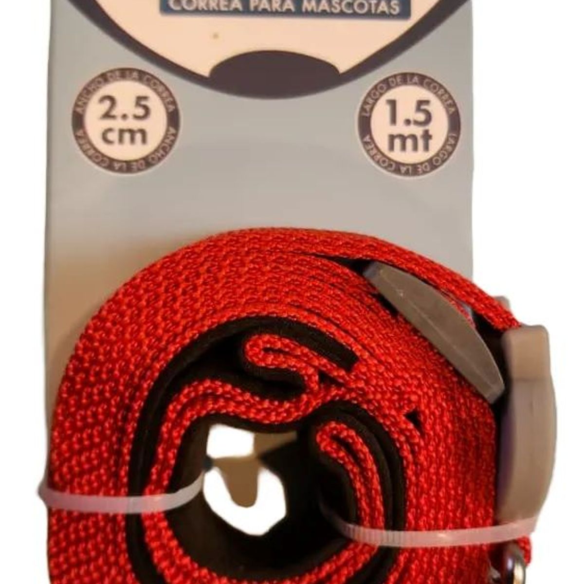 METALFER - Correa Fuerte Para Perros Agarre Acolchado 1.5 Mts X 2.5 Cm Rojo