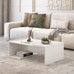 EXIT - Mesa de Centro Rectangular 90x54x31 cm Blanco Torino