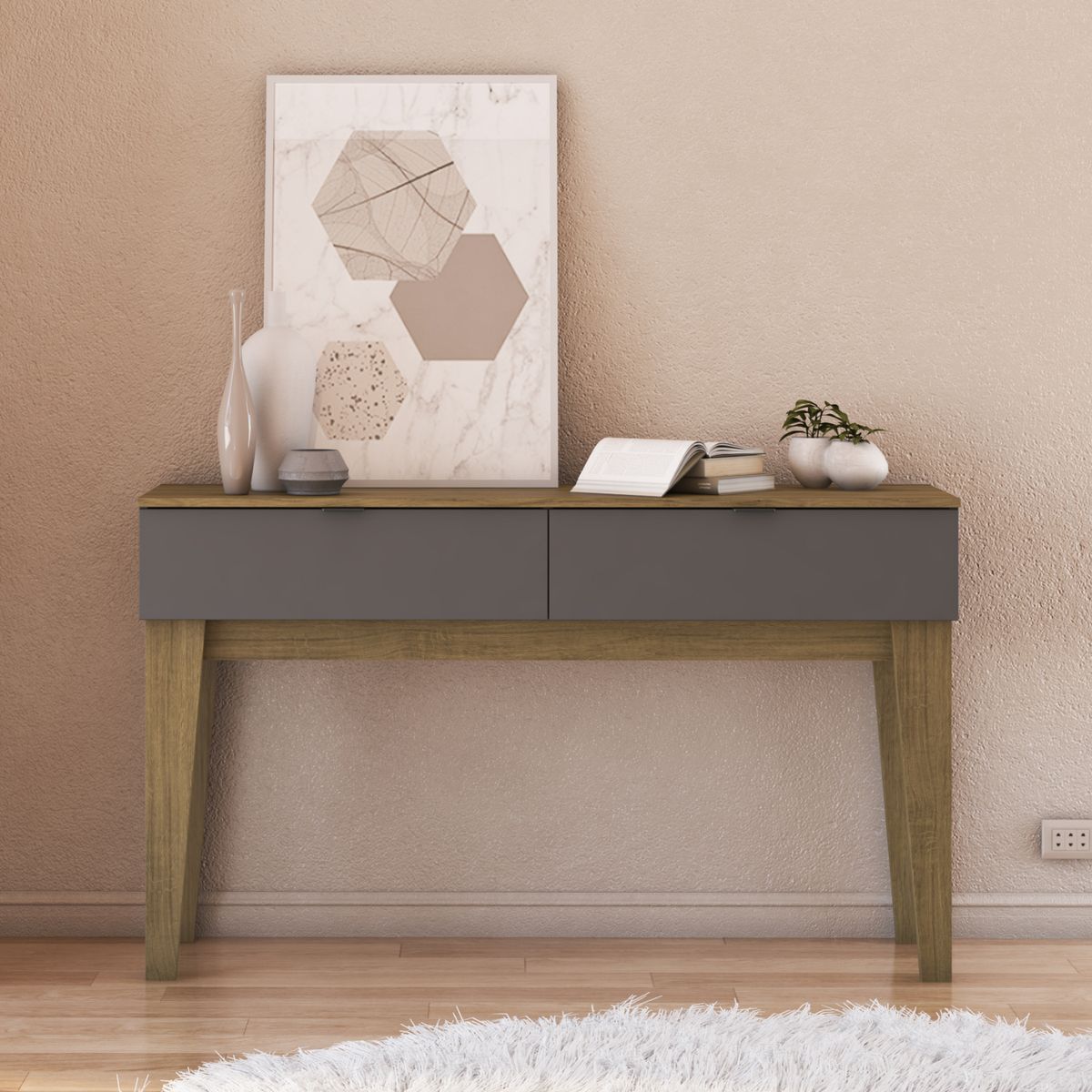 EXIT - Mesa de Arrimo Rectangular 136x39x81 cm Gris Udine