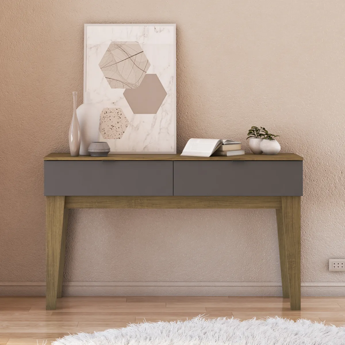 EXIT - Mesa de Arrimo Rectangular 136x39x81 cm Gris Udine