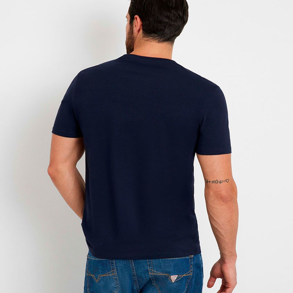 GUESS - Polera Hombre Ss Cn Shiny Gel Triangle Tee Azul Guess