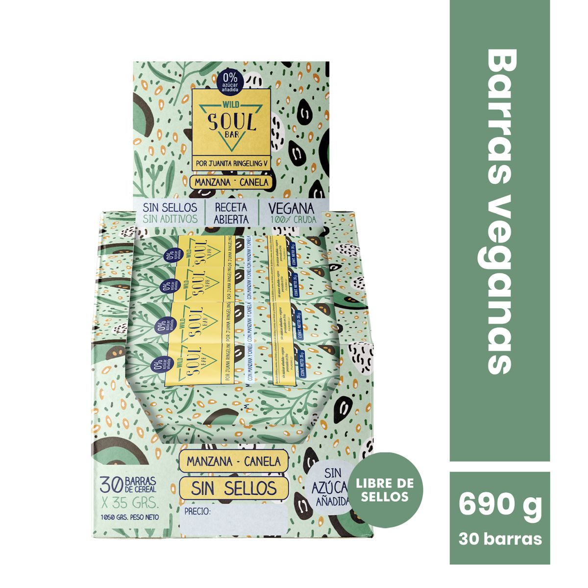 WILD FOODS - Barra de cereal Wild Soul bar - Manzana Canela 30 unidades