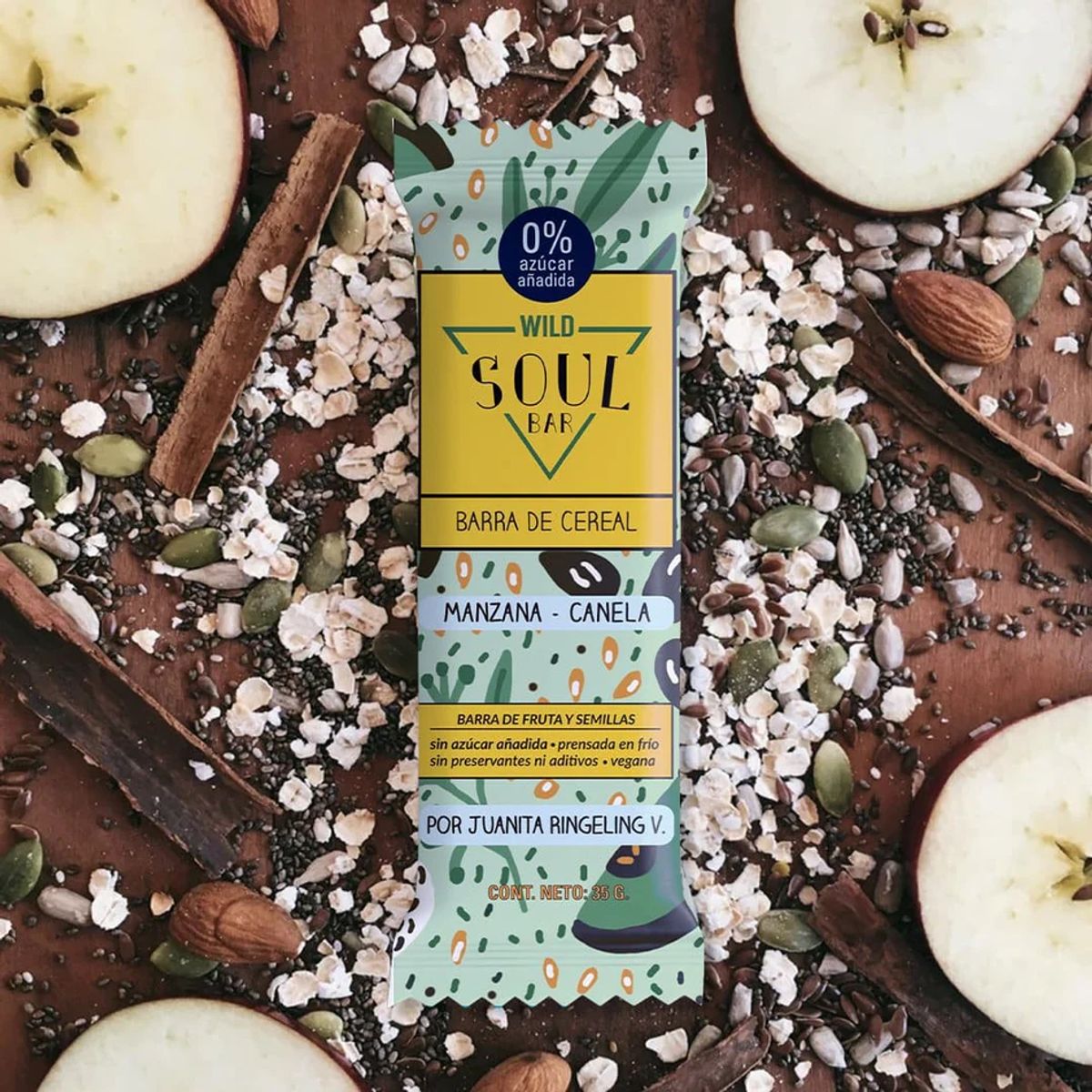 WILD FOODS - Barra de cereal Wild Soul bar - Manzana Canela 30 unidades