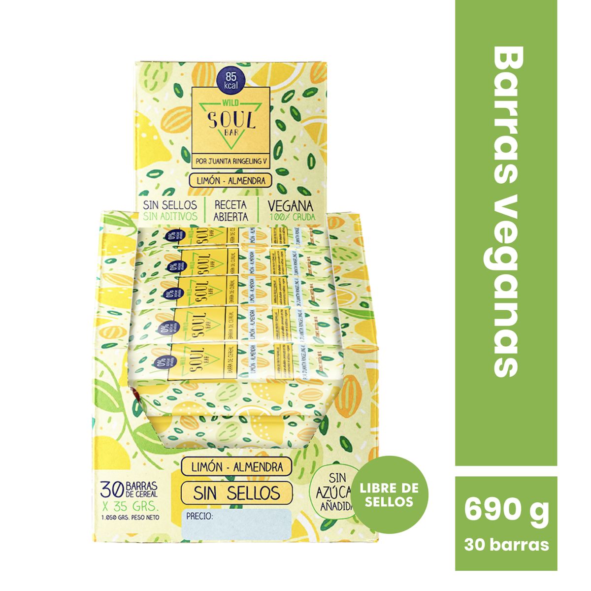 WILD FOODS - Barras de cereal Wild Soul bar - Limón Almendra 30 unidades