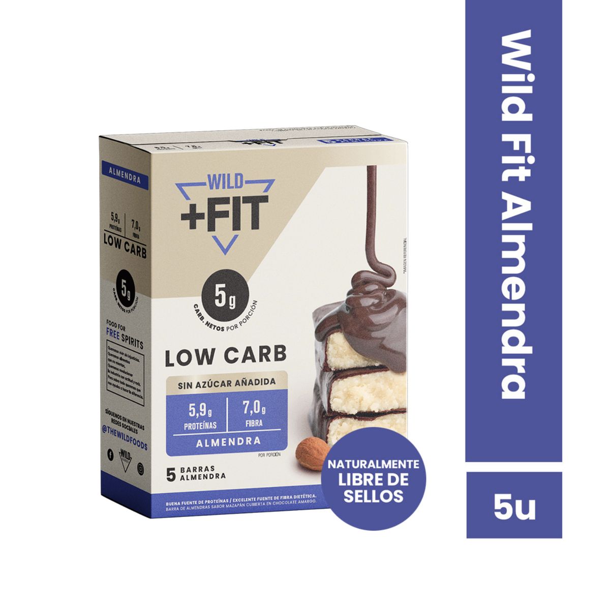 WILD FOODS - Barra de chocolate Wild Fit - Almendra 5 unidades