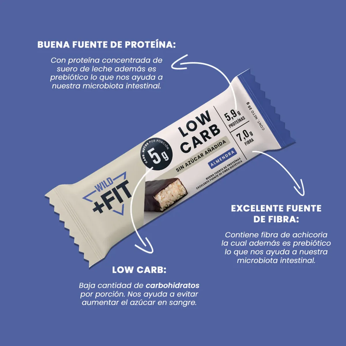 WILD FOODS - Barra de chocolate Wild Fit - Almendra 5 unidades