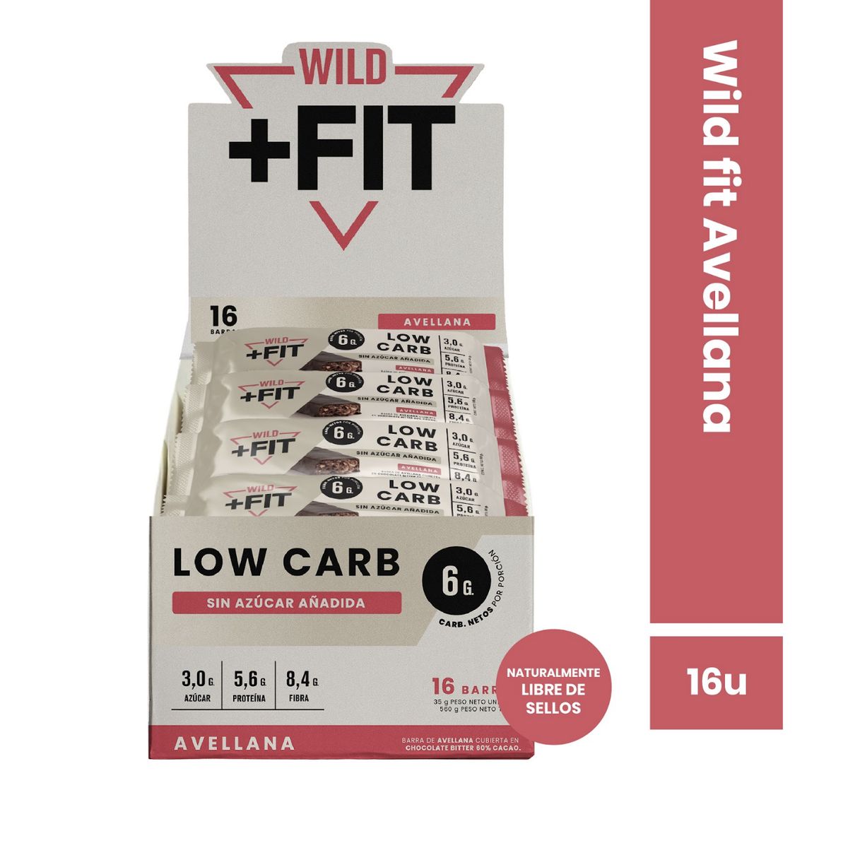 WILD FOODS - Barra de chocolate Wild Fit - Avellana 16 unidades