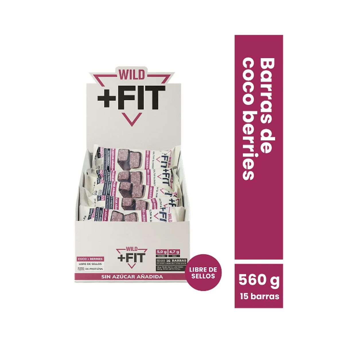 WILD FOODS - Barra de chocolate Wild Fit - Coco Berries 16 unidades