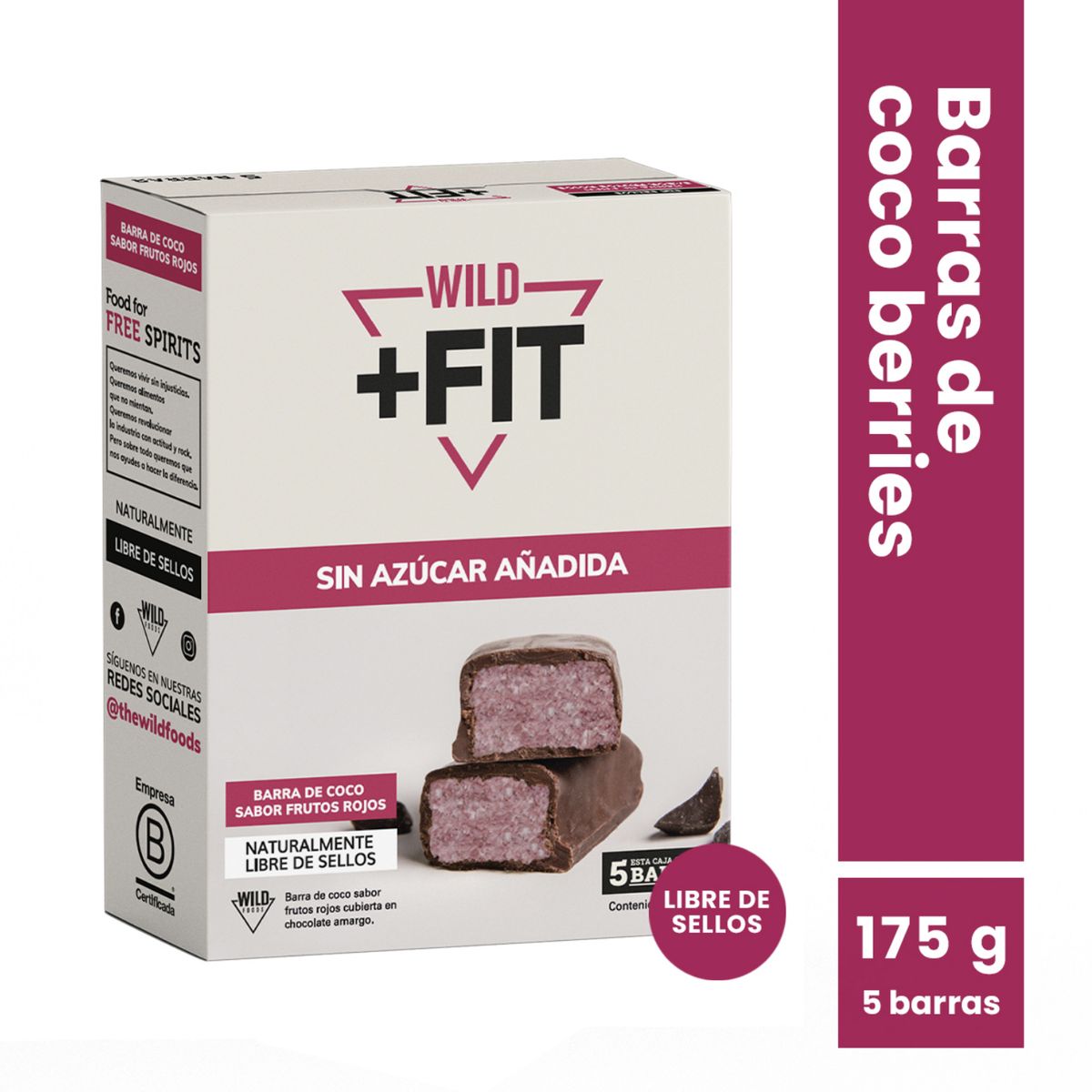 WILD FOODS - Barra de chocolate Wild Fit - Coco Berries 5 unidades