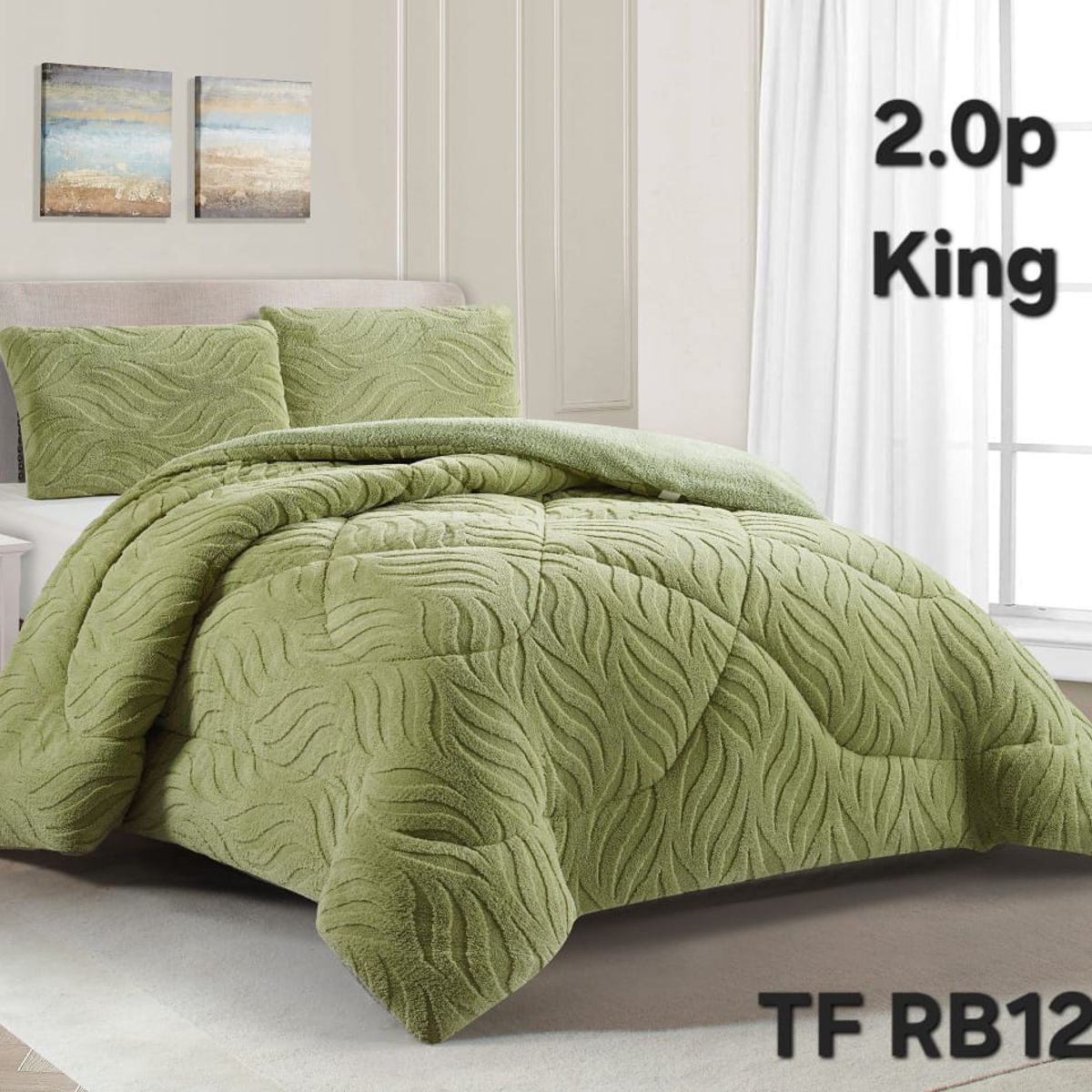 GENERICO - Cubrecama de Invierno Sherpa Texturizado con Chiporro King TFRB12