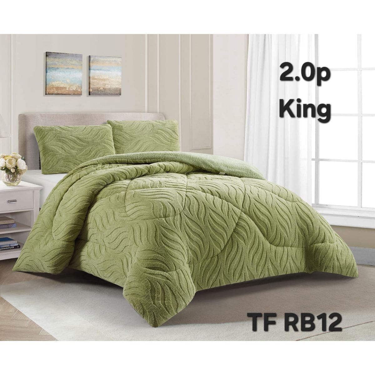GENERICO - Cubrecama de Invierno Sherpa Texturizado con Chiporro King TFRB12