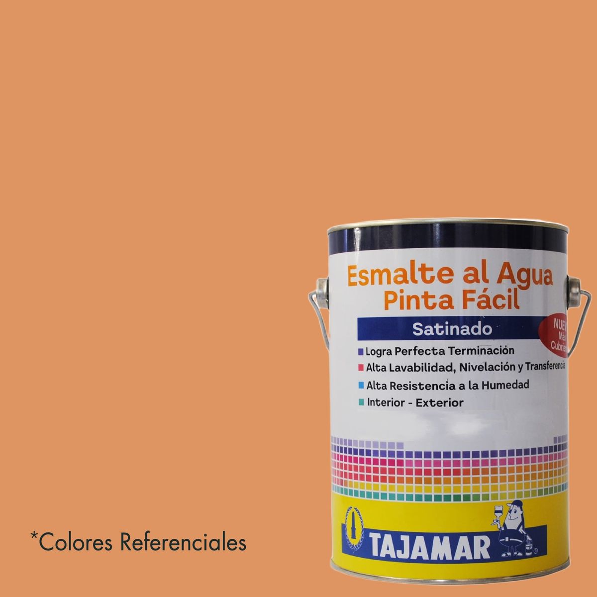TAJAMAR - Esmalte Al Agua Satín Pinta Fácil Damasco Tajamar Galón