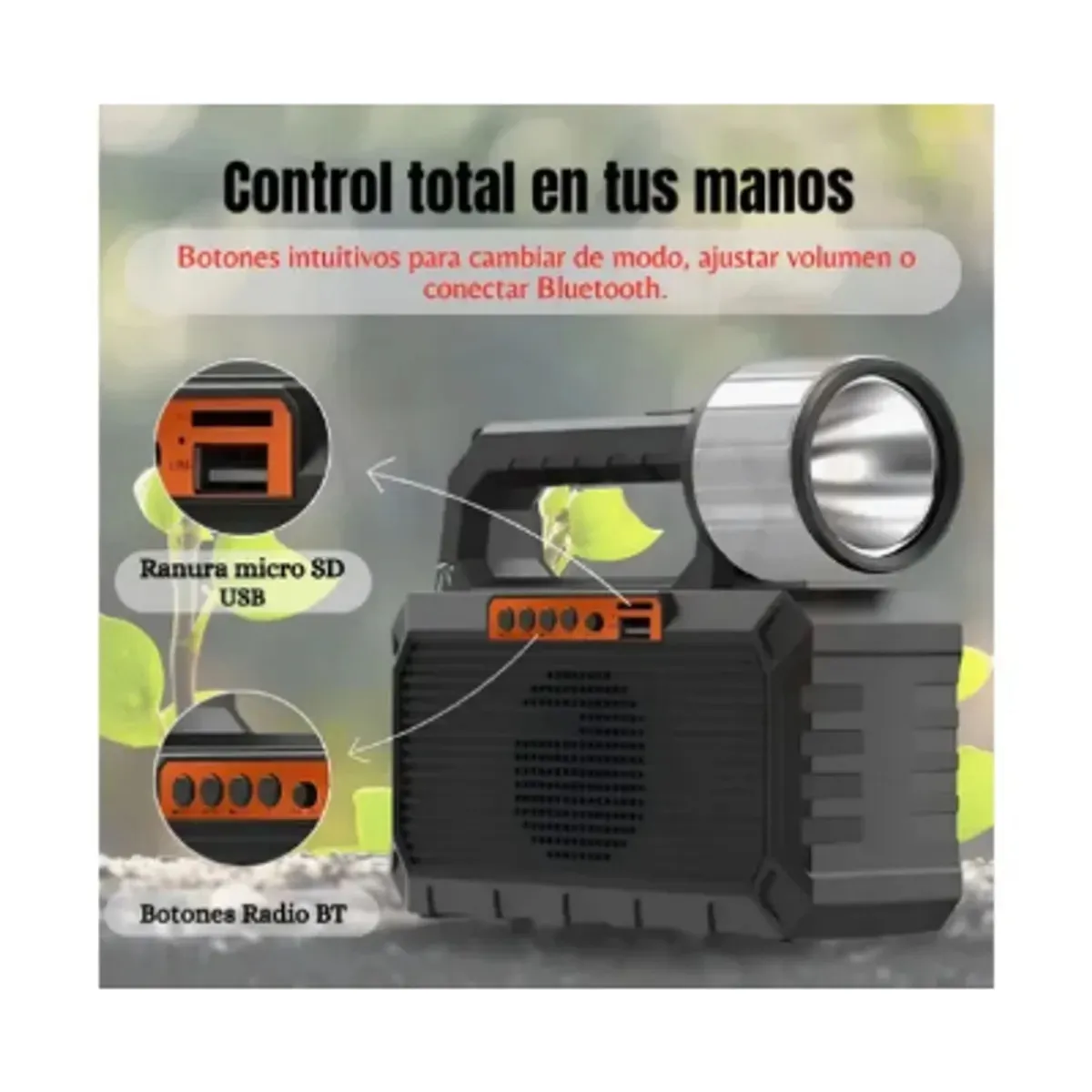 MOVI - KIT SOLAR DE EMRGECIA, HASTA 50 HRS DE DURACION CON 4 AMPOLLETAS LED, 2 LINTERNAS, RADIO, BLUETOOTH, CABLE CARGADOR