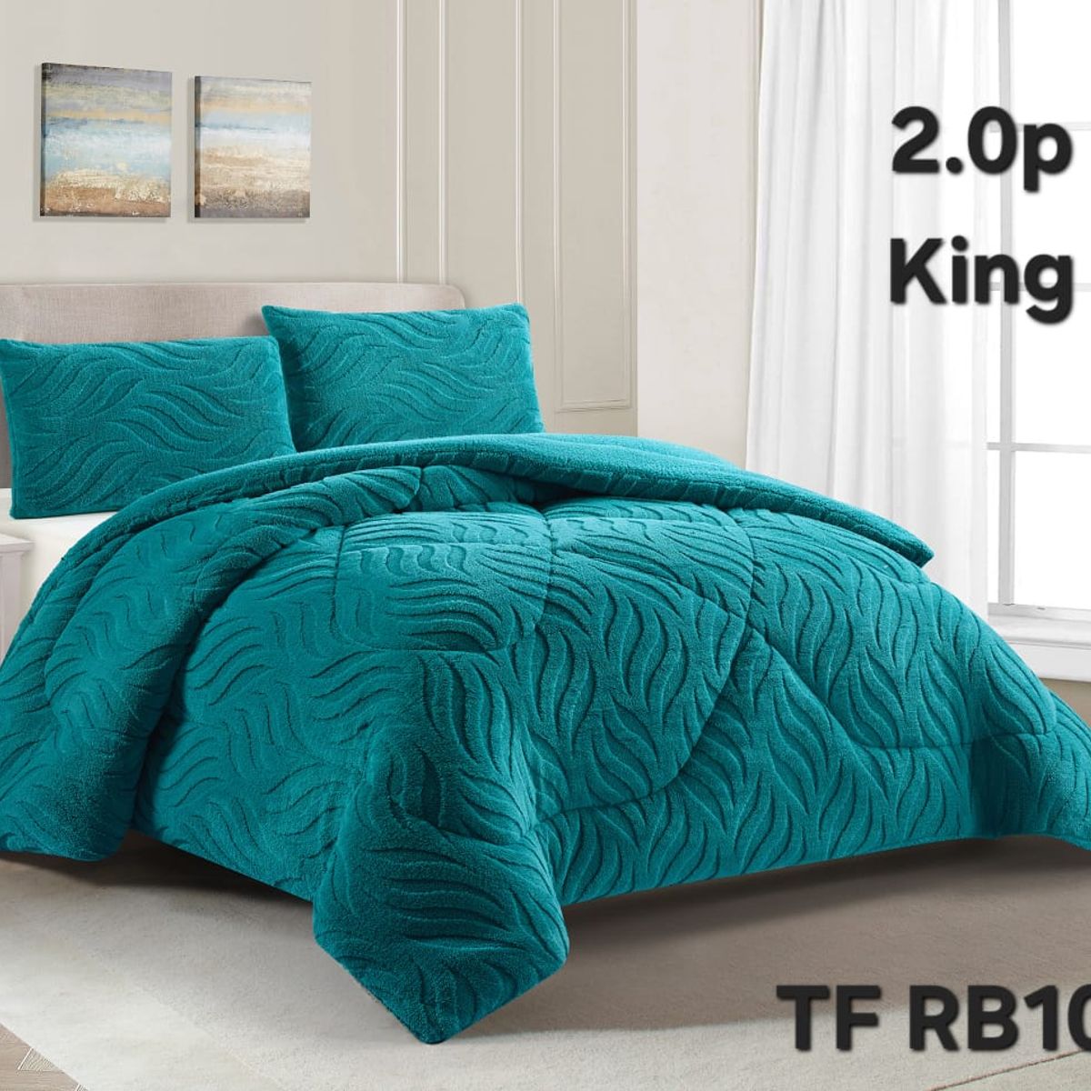 GENERICO - Cubrecama de Invierno Sherpa Texturizado con Chiporro King TFRB10
