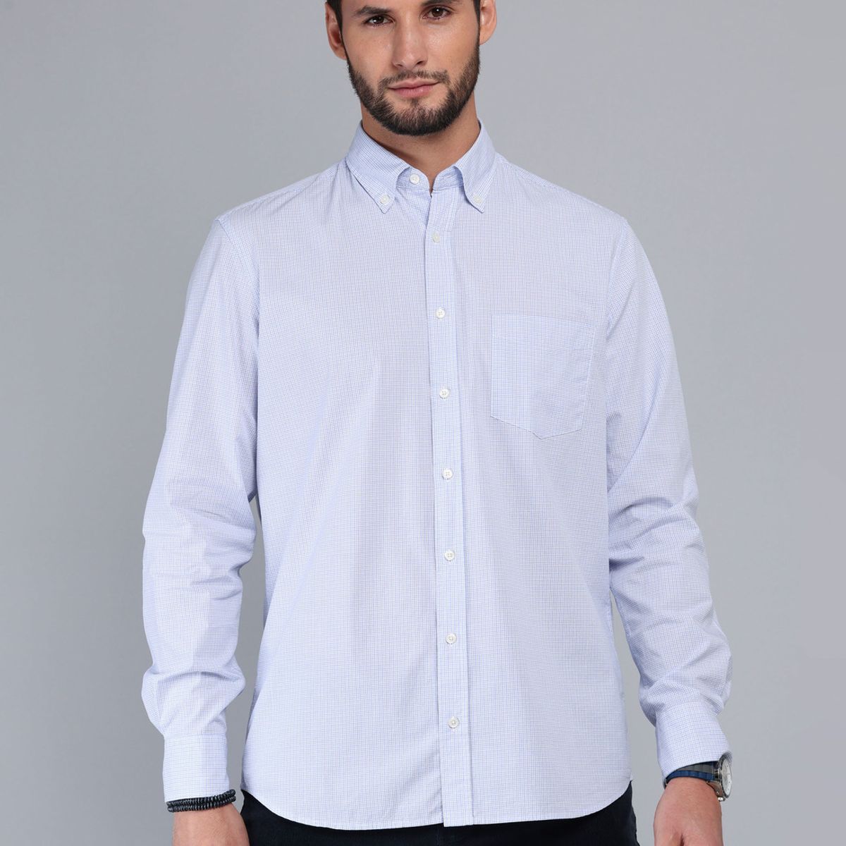 ARROW - Camisa A Cuadros Regular Fit Celeste Arrow ARROW