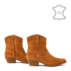 AMPHORA - Botin taco nara cuero beige oscuro
