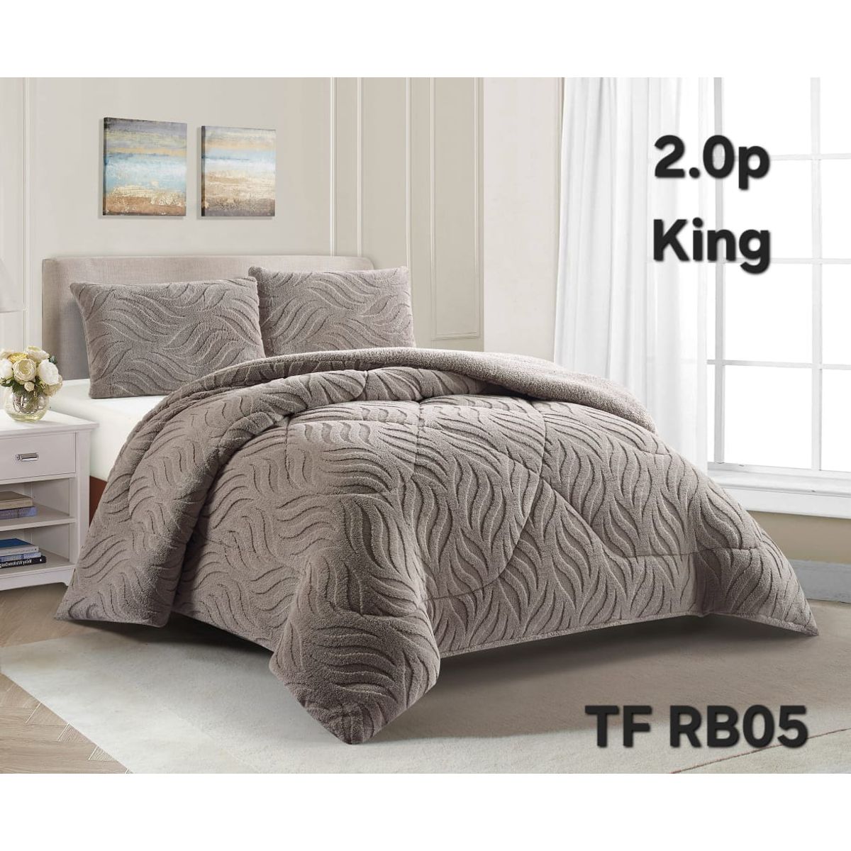 GENERICO - Cubrecama de Invierno Sherpa Texturizado con Chiporro King TFRB05