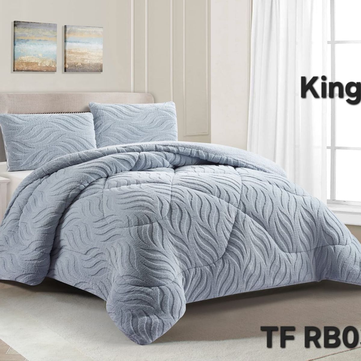 GENERICO - Cubrecama de Invierno Sherpa Texturizado con Chiporro King TFRB03