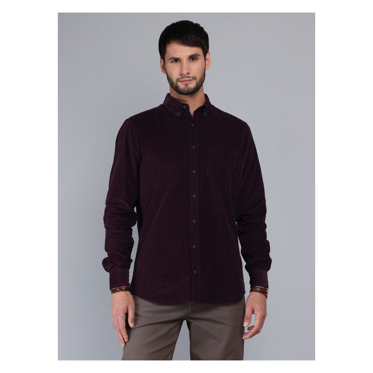 ARROW - Camisa Cotelé Regular Fit Burdeo Arrow ARROW