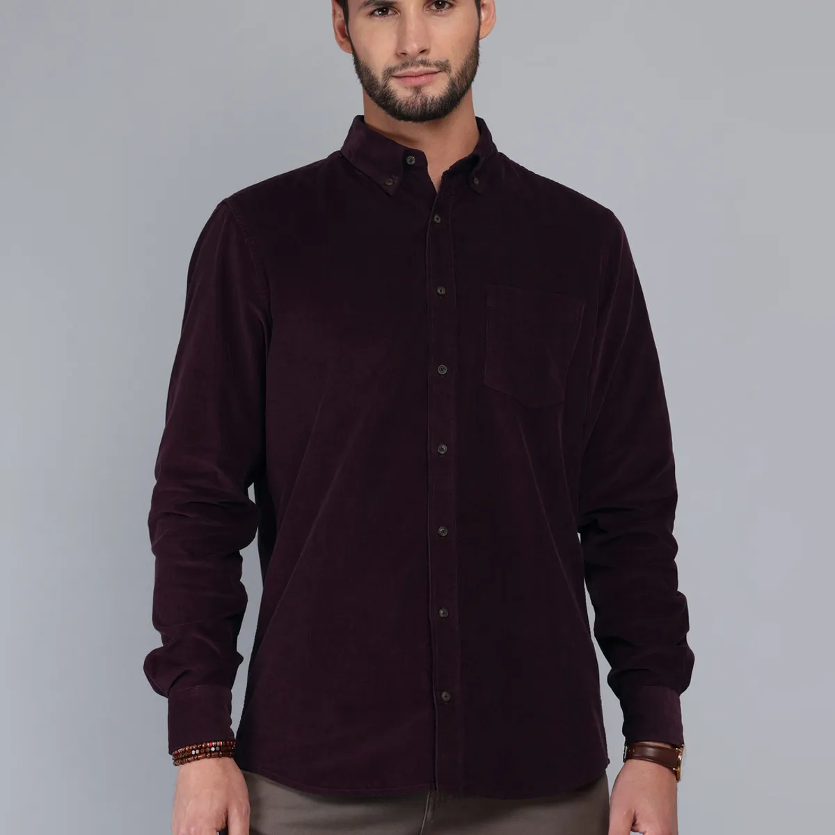 ARROW - Camisa Cotelé Regular Fit Burdeo Arrow ARROW