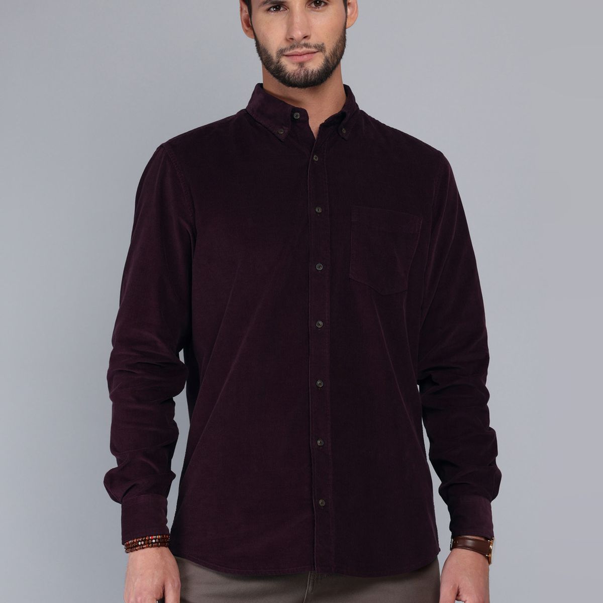 ARROW - Camisa Cotelé Regular Fit Burdeo Arrow ARROW