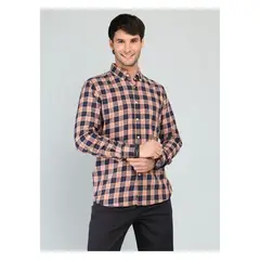 ARROW - Camisa A Cuadros Regular Fit Naranja