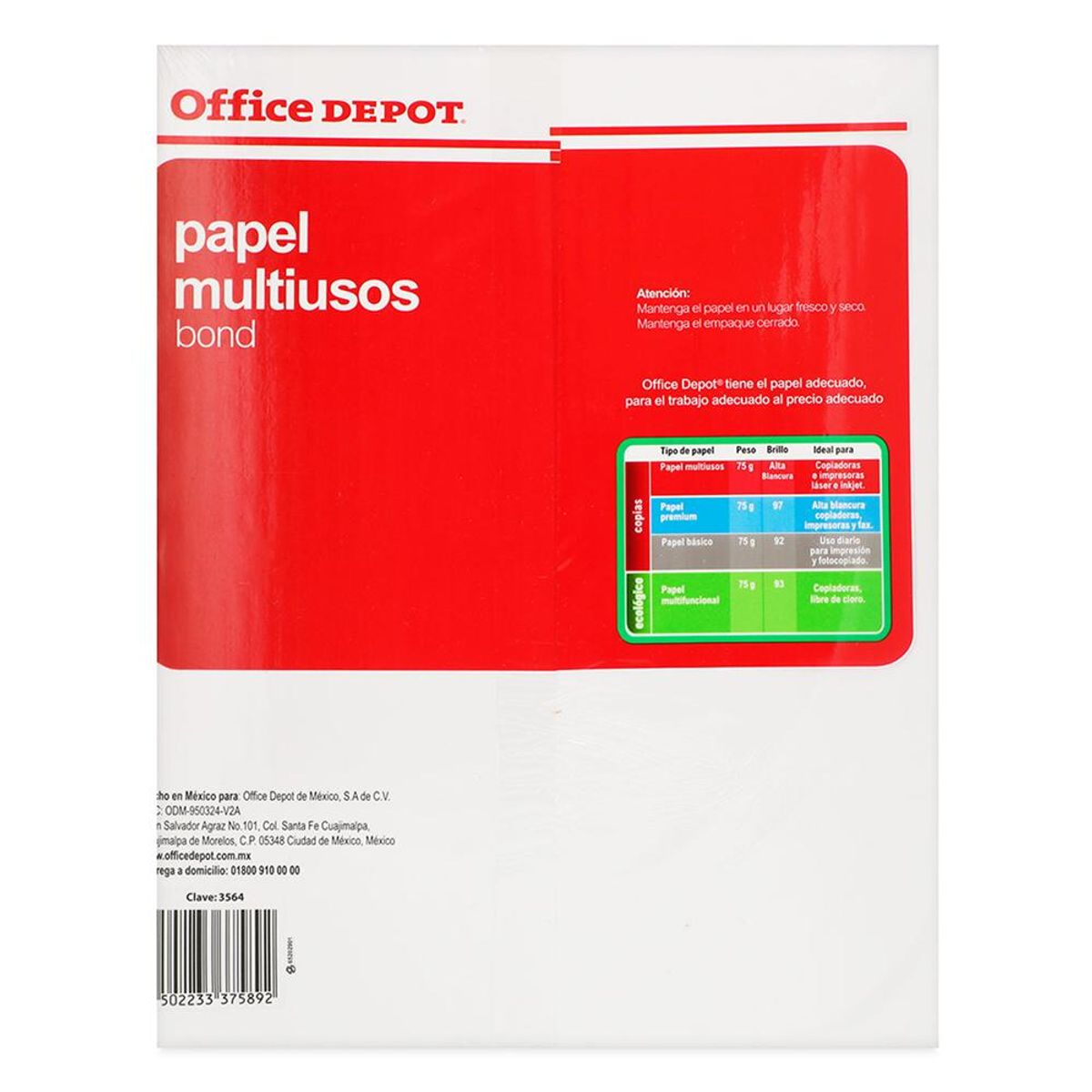 GENERICO - Resma Carta 70 Gm2 500 Hojas Color Blanco OfficeDepot