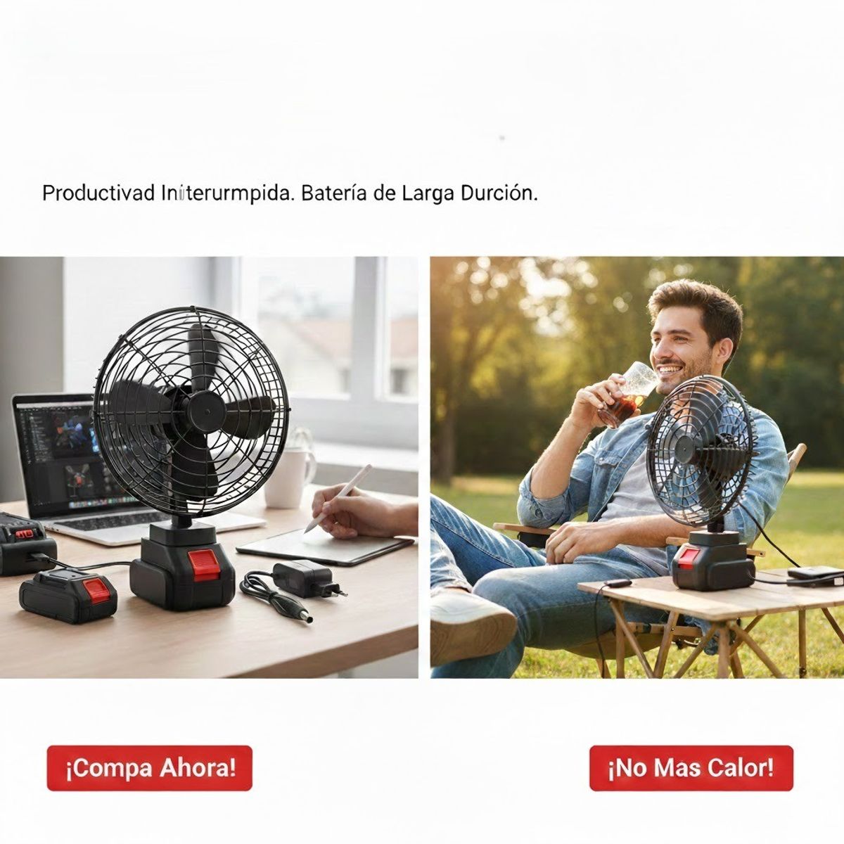 MOVI - VENTILADOR PORTÁTIL 5 ASPAS CON BATERÍA Y CARGADOR USB