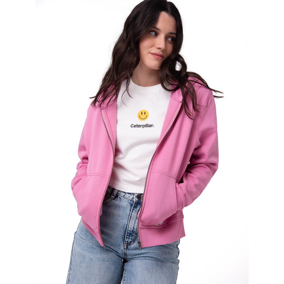 CAT - Polerón Mujer Patch Full Zip Rosa CAT