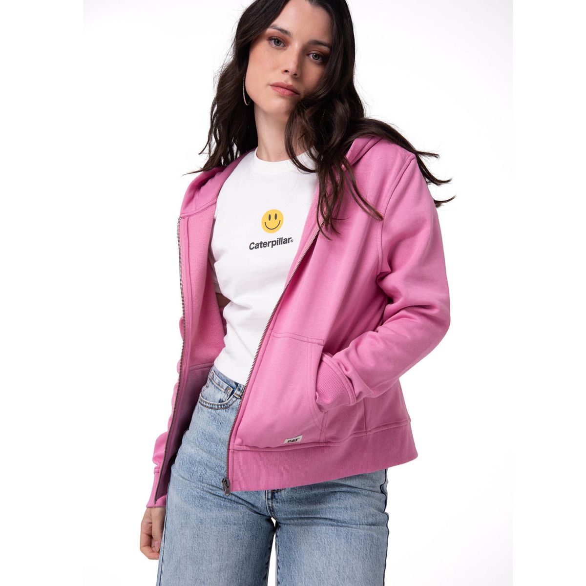 CAT - Polerón Mujer Patch Full Zip Rosa CAT