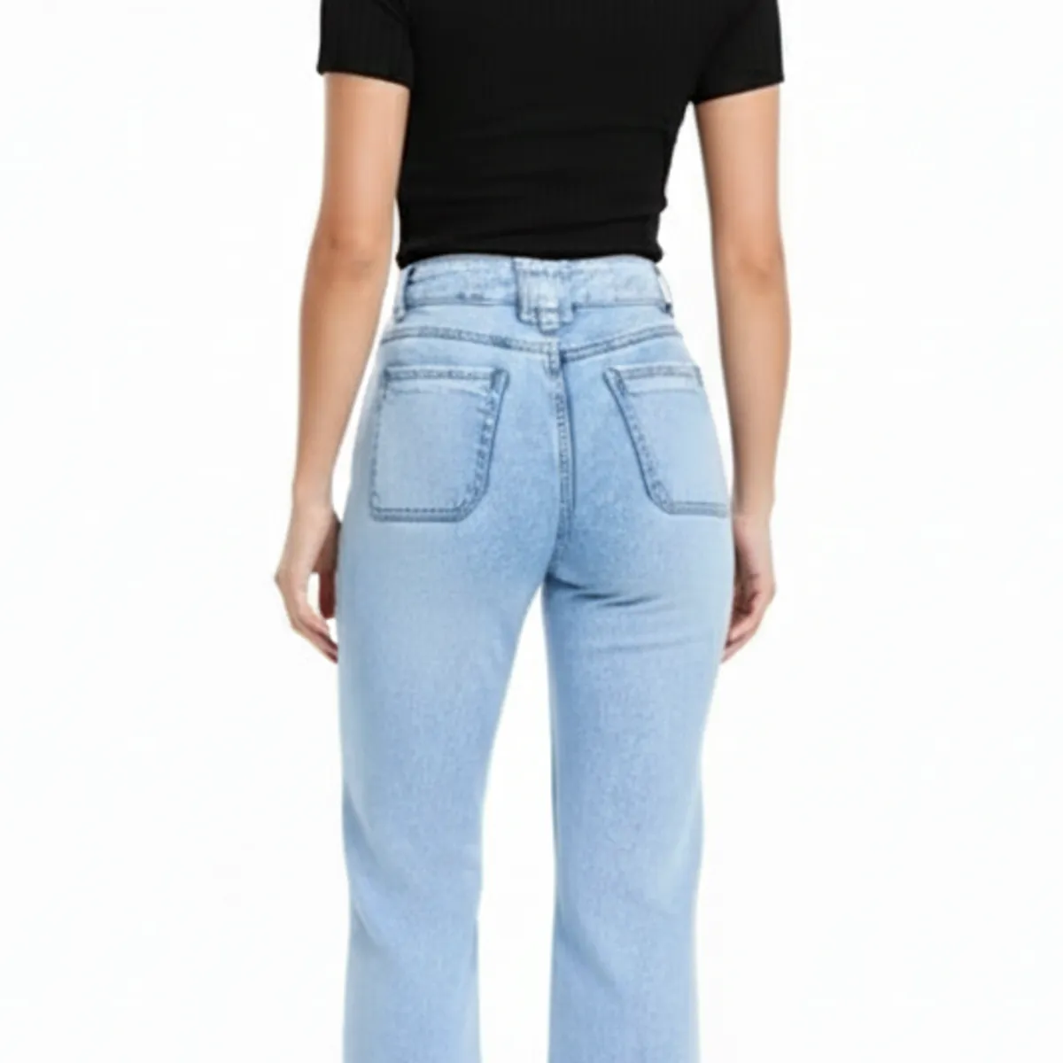 GARSIL - Jeans Elasticado Para Mujer - Pantalon Wide Leg Tiro Alto Con Cinturon