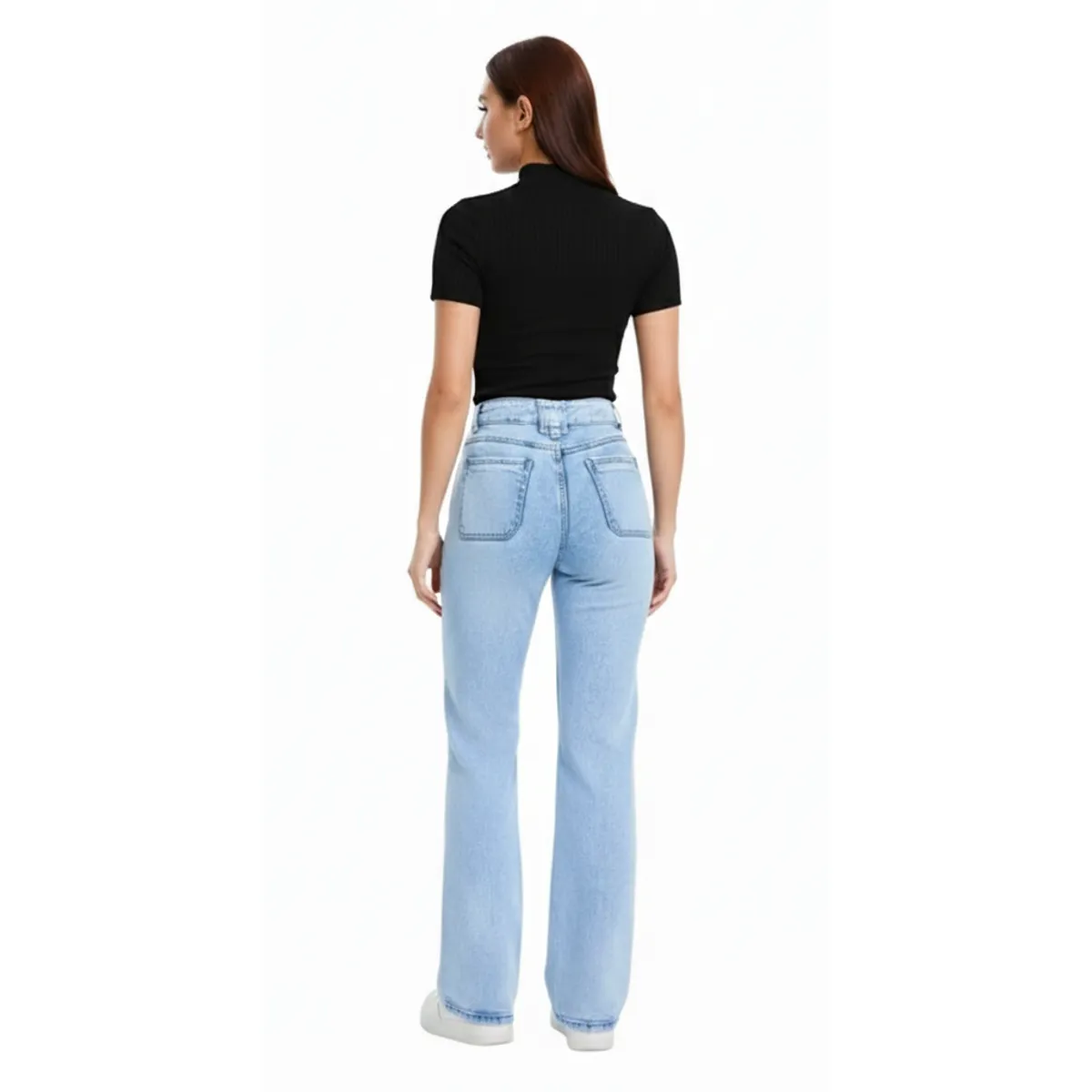 GARSIL - Jeans Elasticado Para Mujer - Pantalon Wide Leg Tiro Alto Con Cinturon