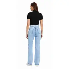 GARSIL - Jeans Elasticado Para Mujer - Pantalon Wide Leg Tiro Alto Con Cinturon