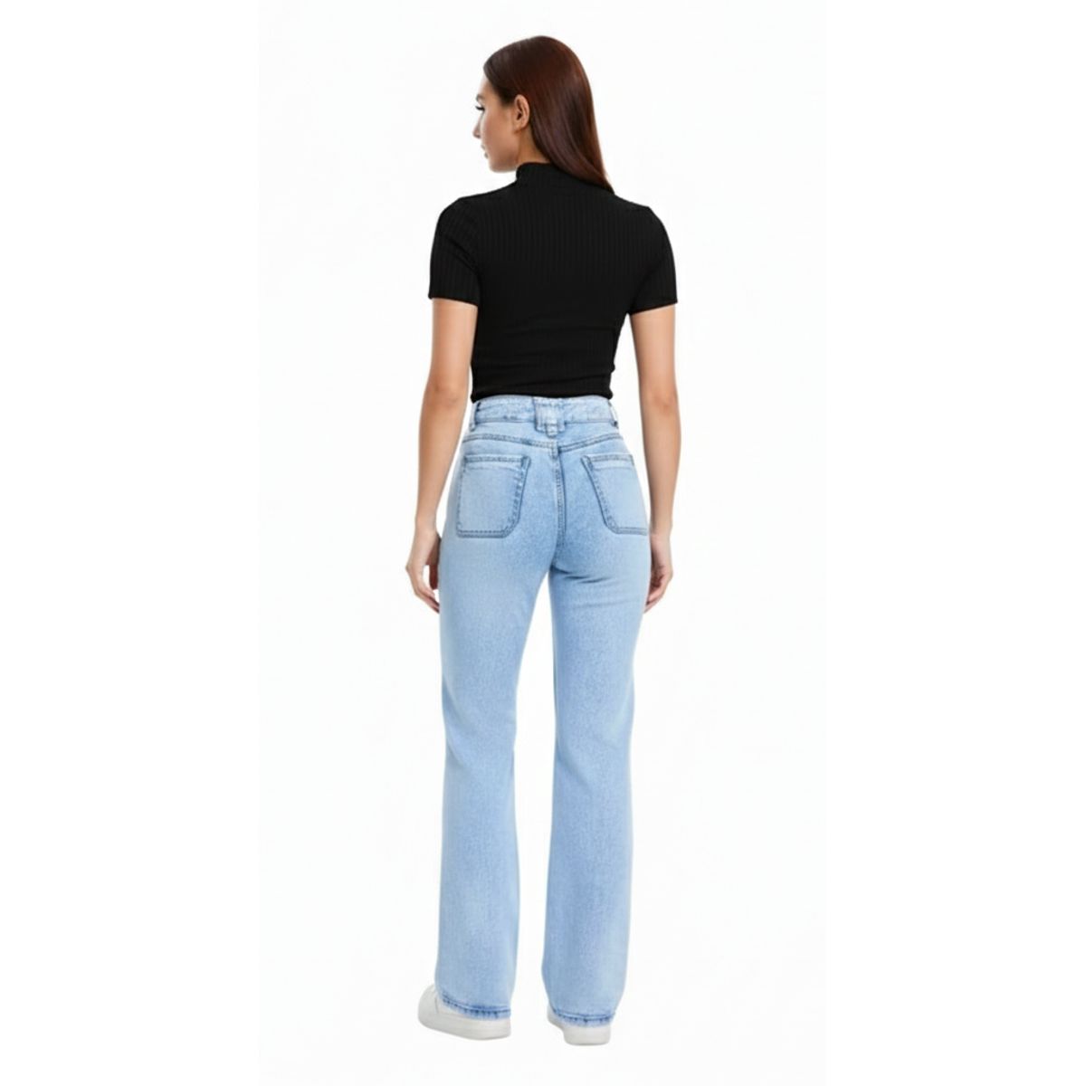 GARSIL - Jeans Elasticado Para Mujer - Pantalon Wide Leg Tiro Alto Con Cinturon