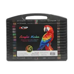 GENERICO - Lápices Acrílicos Marcadores 60 Colores Punta Pincel en Negro Estuche Acrilico