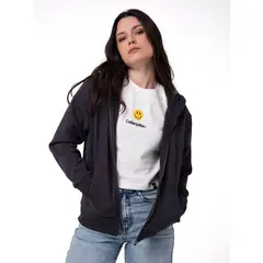 CAT - Polerón Mujer Patch Full Zip Negro