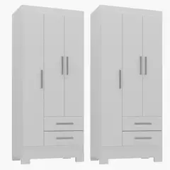 MOVELARIA - COMBO 2CLOSET 3 PUERTAS 2 CAJONES BLANCO BLANCO RB32X2
