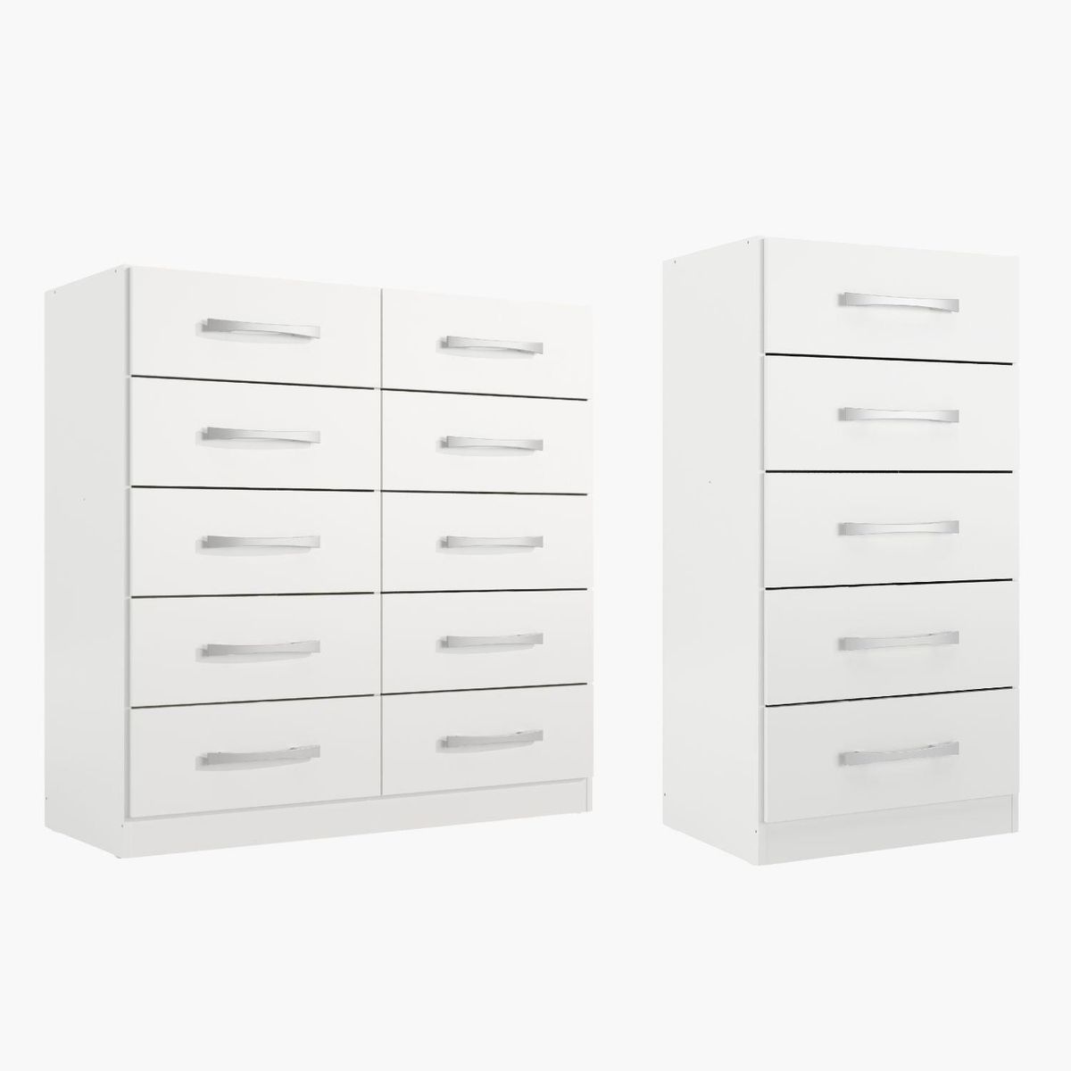 MOVELARIA - Combo comoda 5 cajones + comoda 10 cajones blanco blanco rb0510