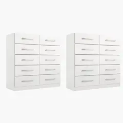 MOVELARIA - Combo 2 comodas 10 cajones blanco blanco rb10x2