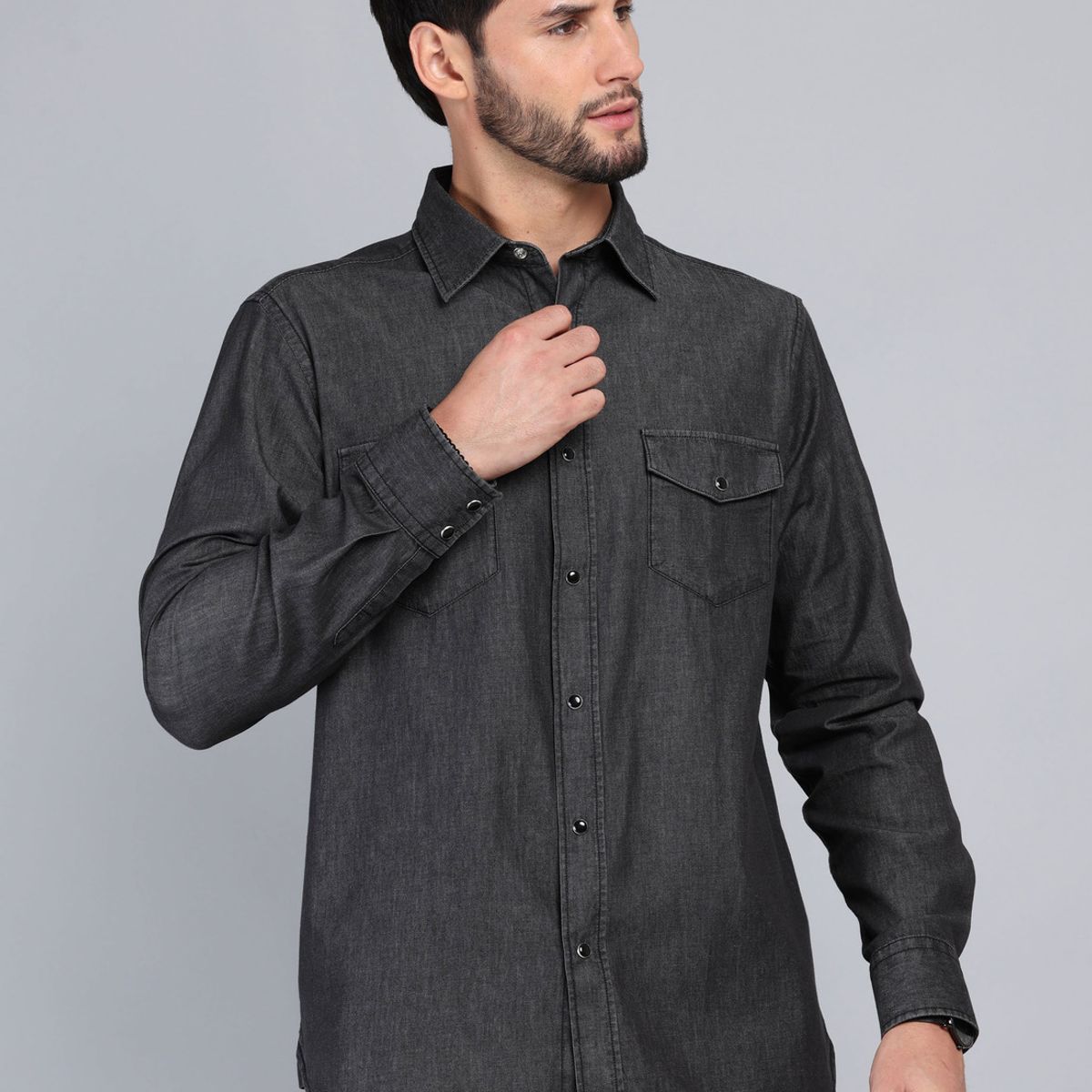 ARROW - Camisa Denim Stone Wash Regular Fit Negro Arrow ARROW