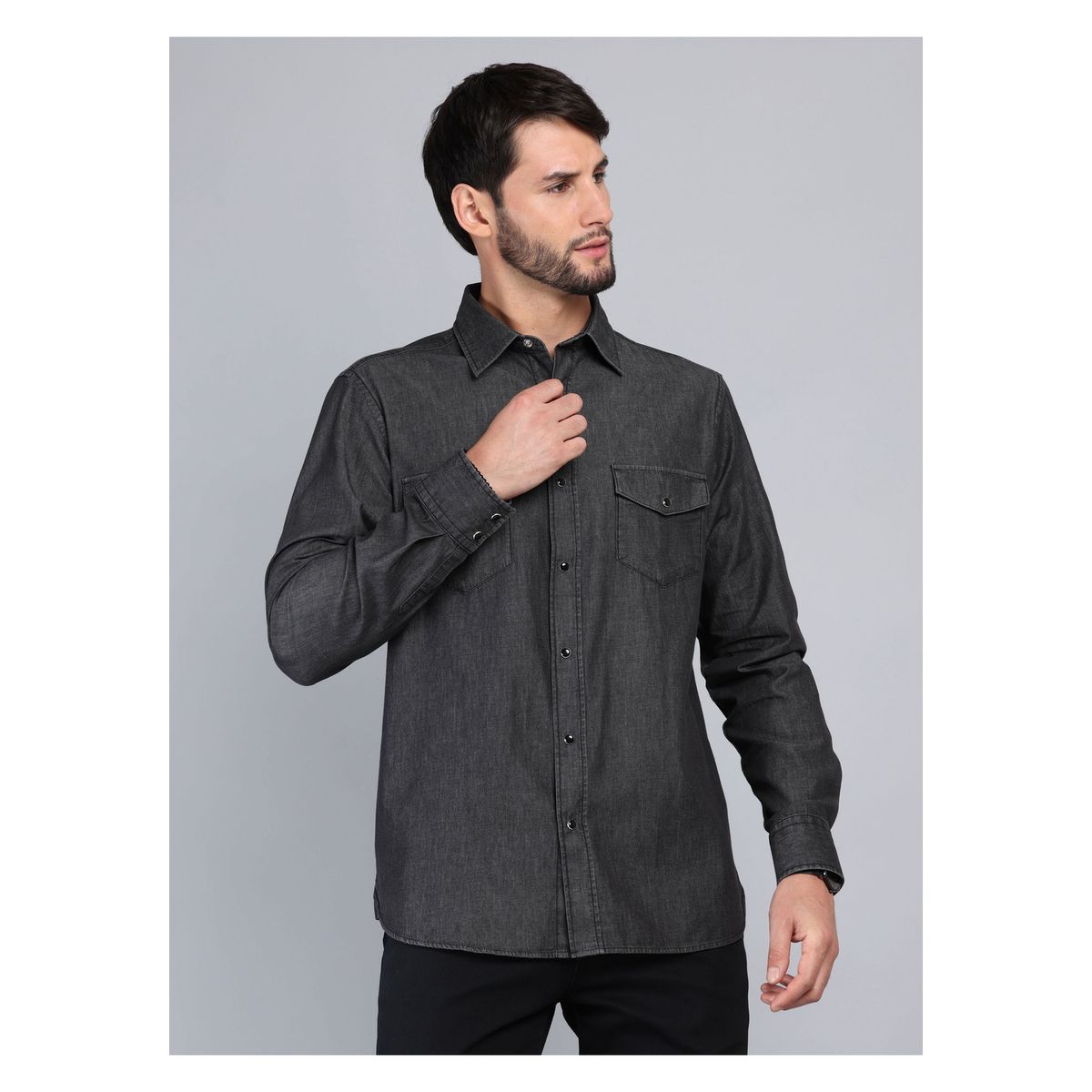 ARROW - Camisa Denim Stone Wash Regular Fit Negro Arrow ARROW