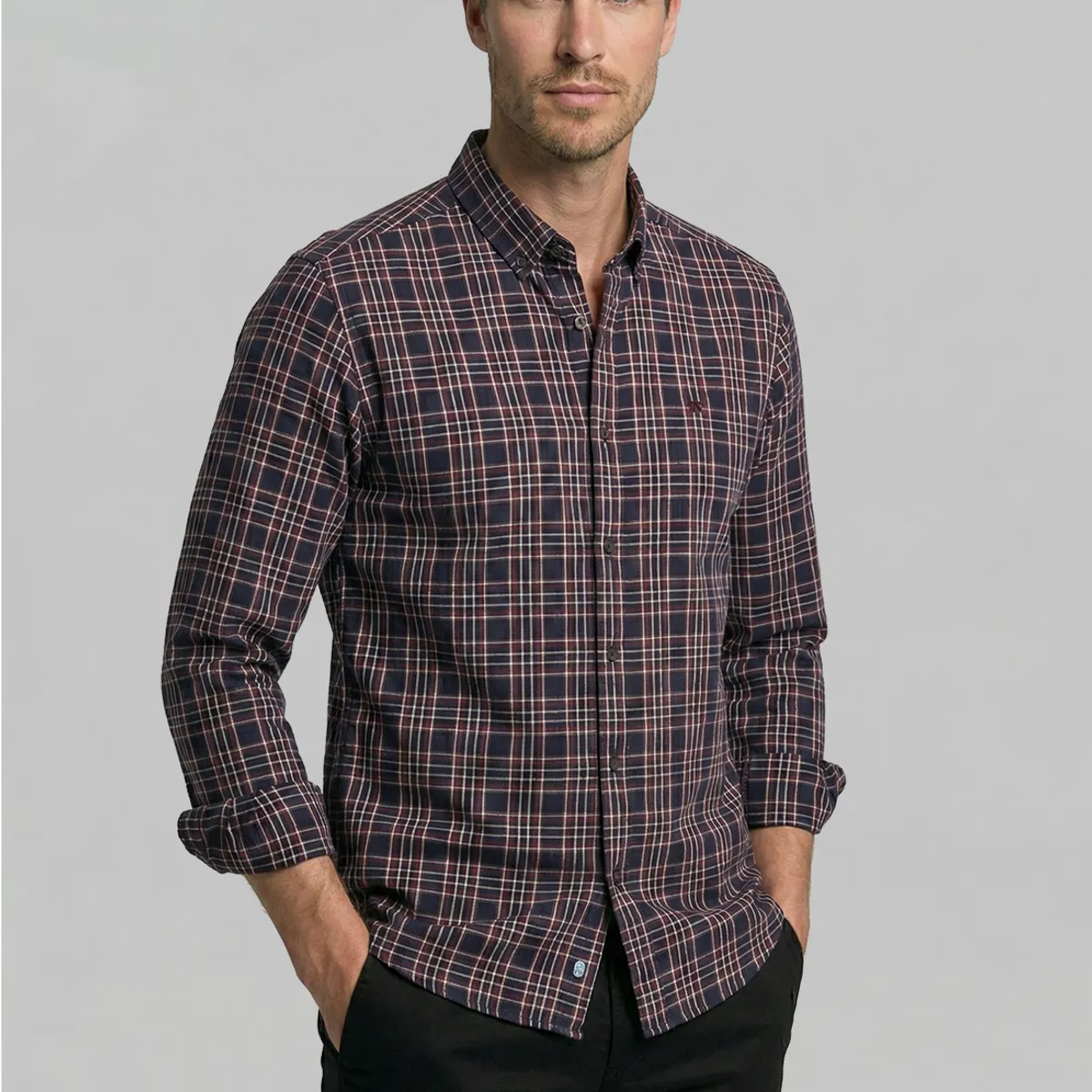 NEW MAN - Camisa Tolouse Burgundy New Man