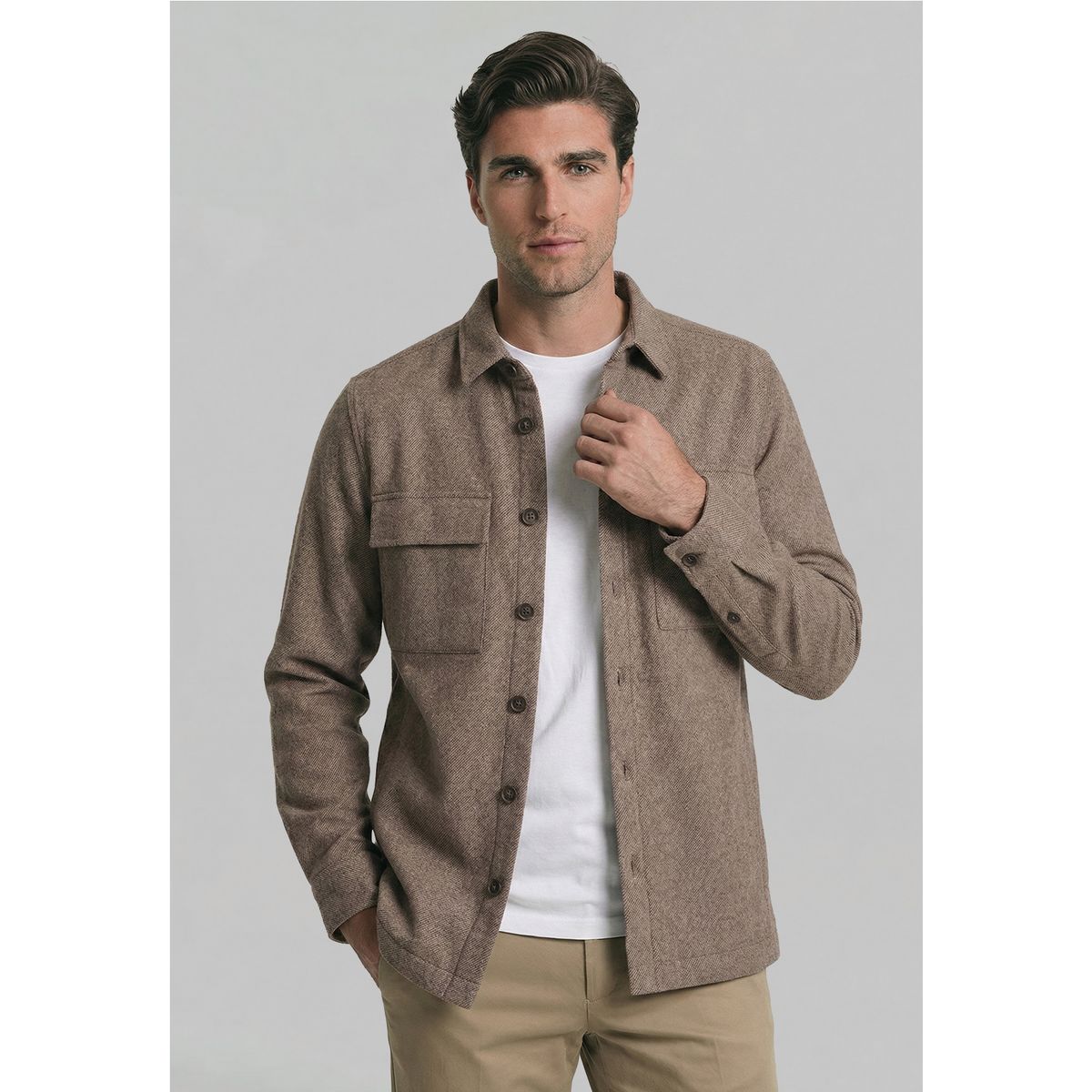 NEW MAN - Overshirt Marsella Toasted Melange New Man