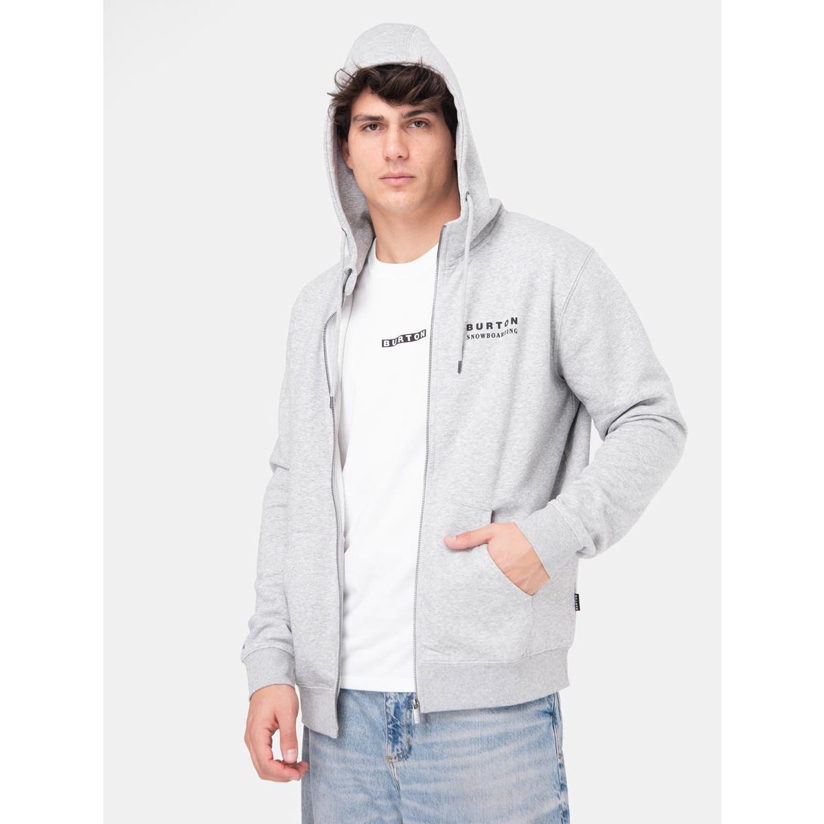 BURTON - Poleron Hombre Landmark Full Zip Gris Claro BURTON