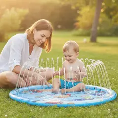 LINE - Alfombra De Agua Piscina A Chorros Cascada Niños Color Celeste 100 cm