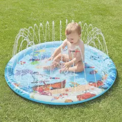 LINE - Alfombra De Agua Piscina A Chorros Cascada Niños Color Celeste 100 cm