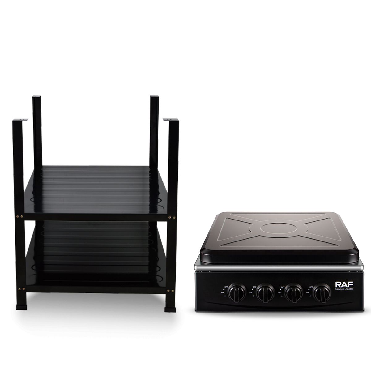 RAF - Cocina a Gas RAF 4 Quemadores con Mueble Metálico y Tapa Protectora