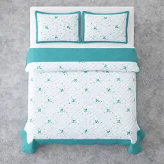 GENERICO - Cobertor bordado de verano 2 plazas turquesa floral