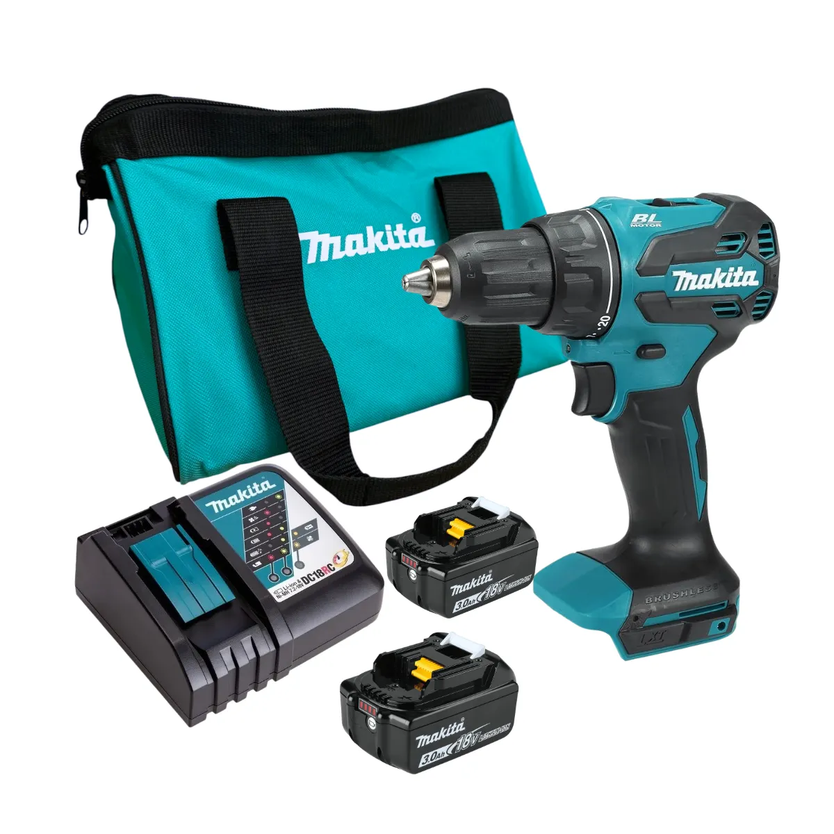MAKITA - Taladro PercutorInalámbrico 18vCar/2Bat3ah Makita Dhp490rfx2